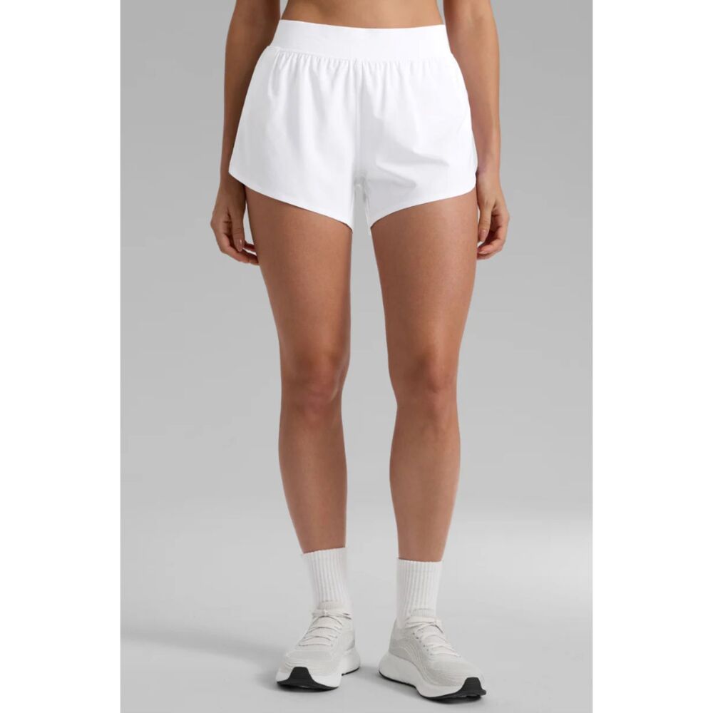 White CRZ Yoga Running Shorts Weightless Quiet Workout Training Gym Fitness